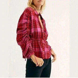 Free People Pacific Dawn Plaid Flannel Shirt